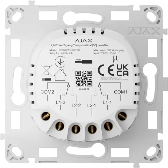 AJAX SYSTEMS Ajax LightCore (2-gang/2-way) relé Ajax LightSwitch intelligens kettős kapcsolóhoz